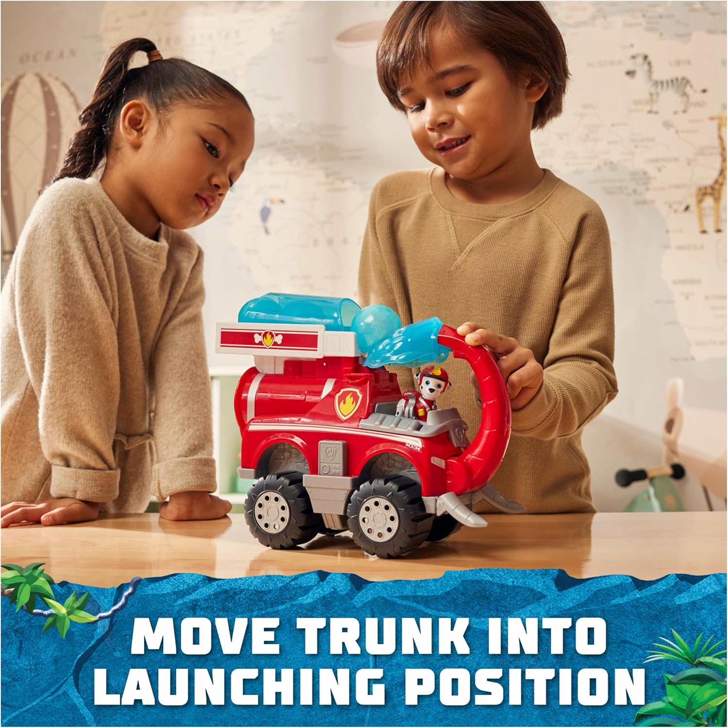 PAW Patrol Jungle Pups, Marshall Elephant Firetruck with Projectile Launcher, Toy Truck with Action Figure, Kids Toys for Boys & Girls Ages 3 and Up 24hrsmart